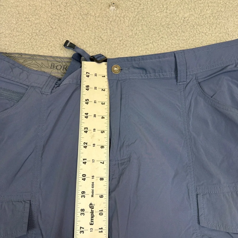 Prana Zion Mens Cargo Hiking Pants Blue Grey Stretch Nylon Belted Outdoor 38x32